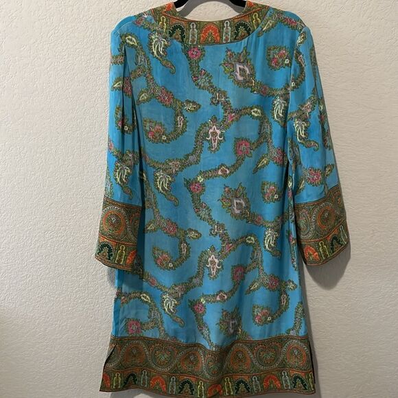 MARCHESA VOYAGE 100% Silk Paisley Print Shift Dress, Size 10 - Picture 8 of 11